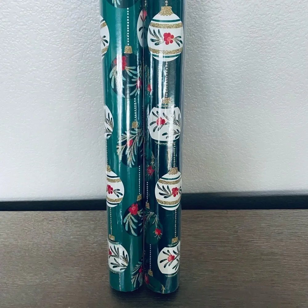 Vintage Glam Christmas Ornaments Glitter Premium Wrapping Paper Gift Wrap
